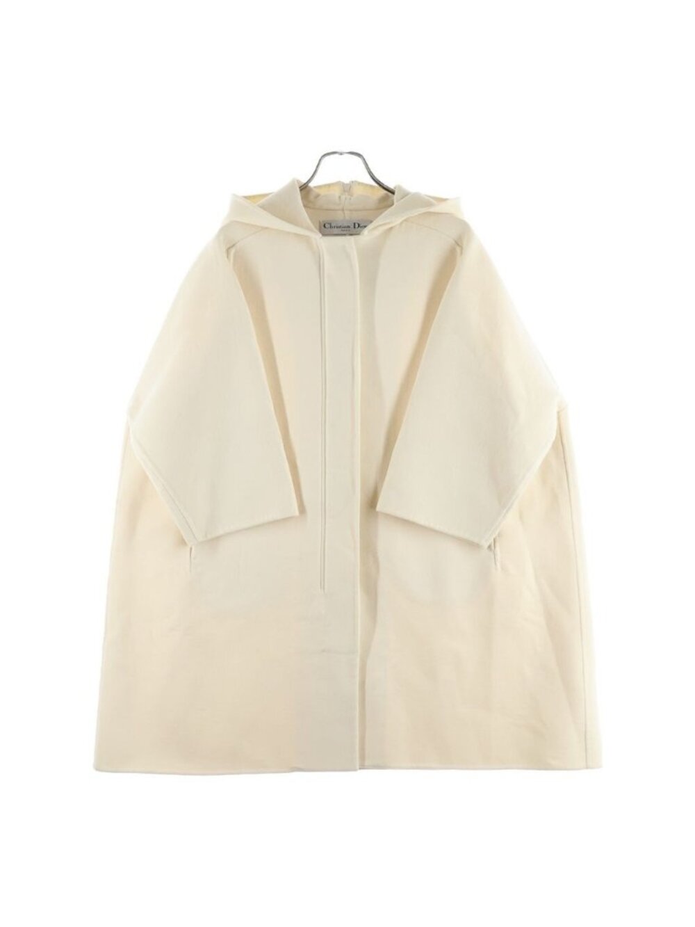 Dior Rabbit Blend Wool Hiyo Hooded Zip Up Coat Ivory